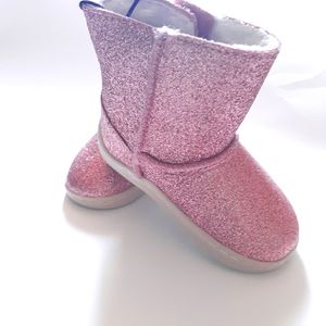 Sz4 Wonder Nation Pink Glitter Baby Boots